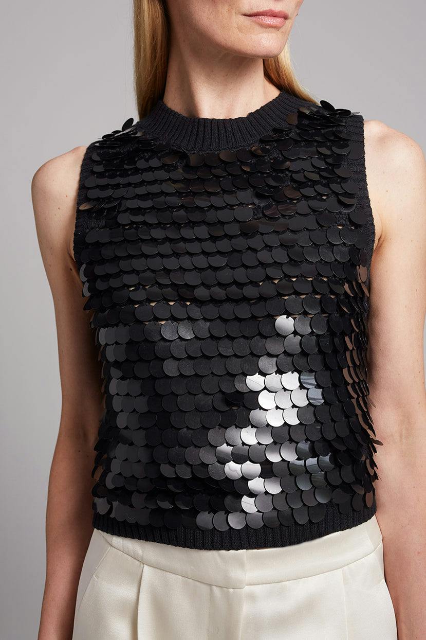 CORA TANK | BLACK W/ BLACK SEQUINS