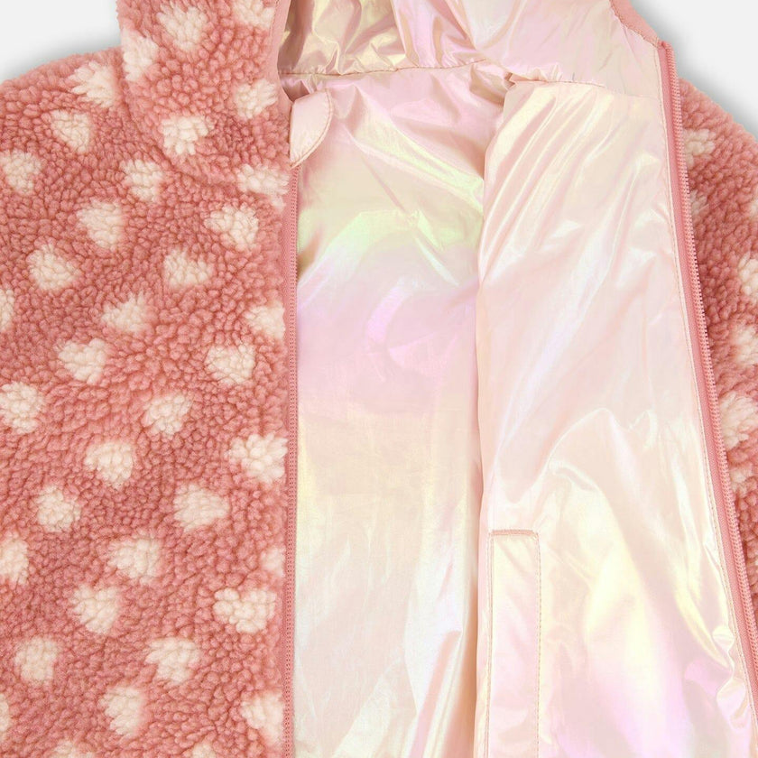 Reversible Mid-Season Sherpa Jacket Pink Heart