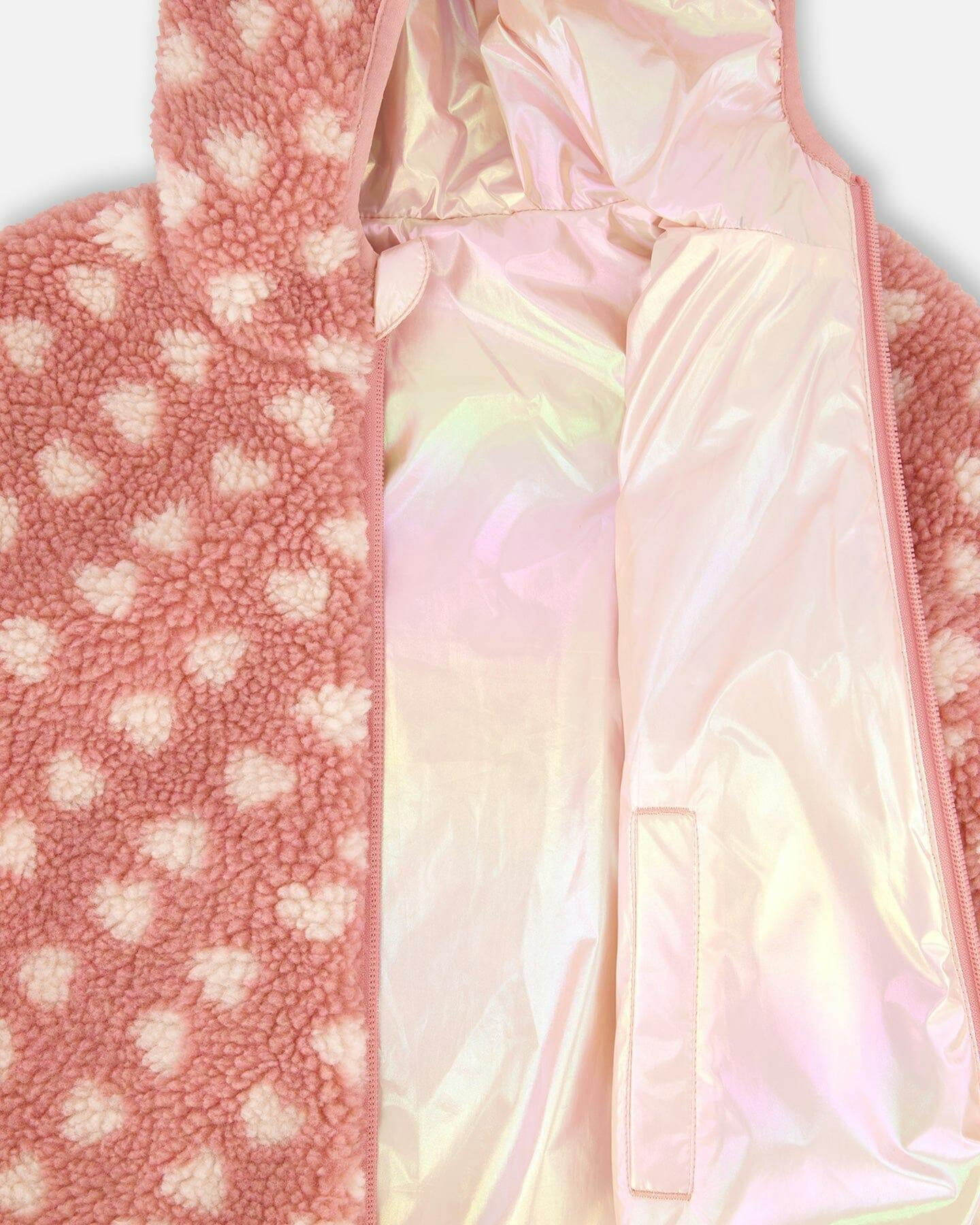 Reversible Mid-Season Sherpa Jacket Pink Heart