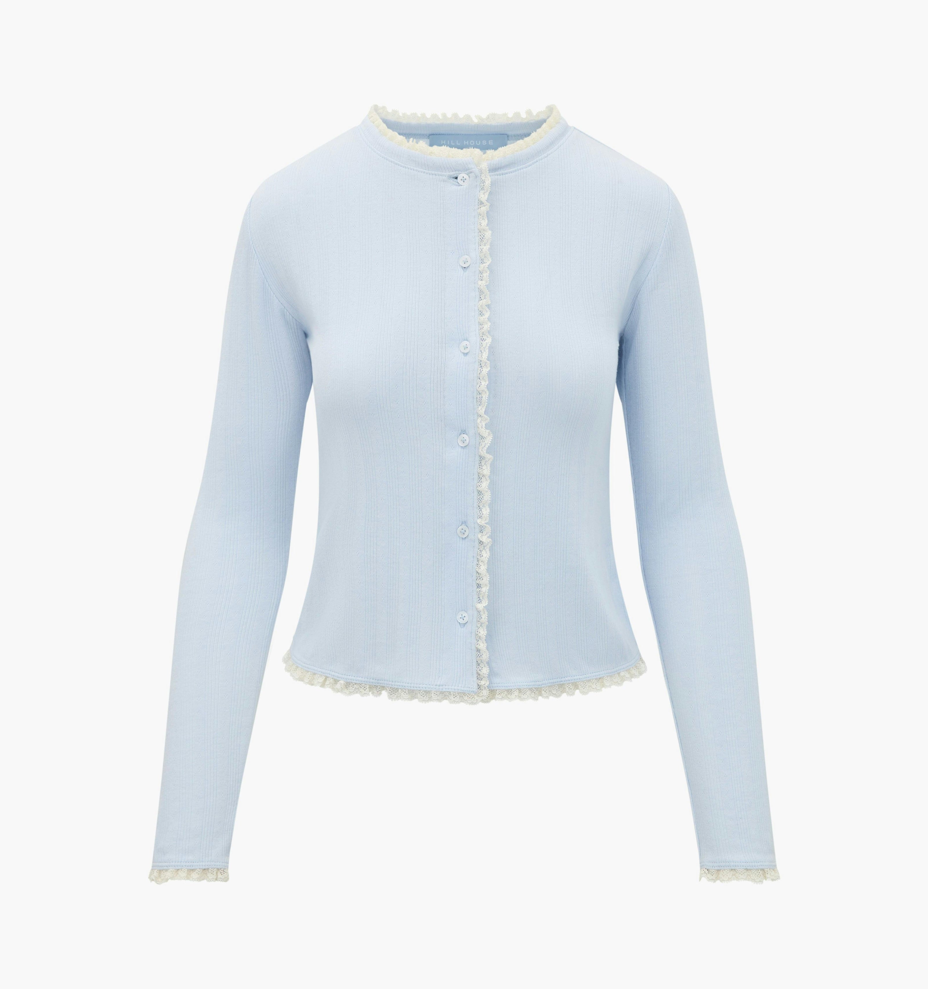 The Kaelie Pointelle Cardigan - Hill House Blue