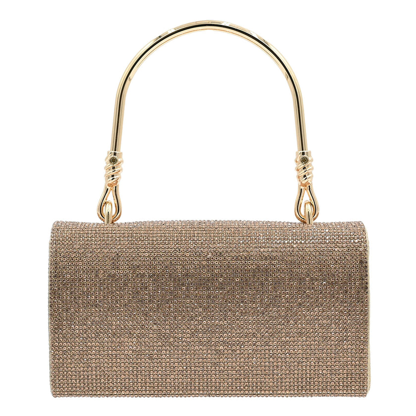 Gold Rhinestone Foldover Handbag