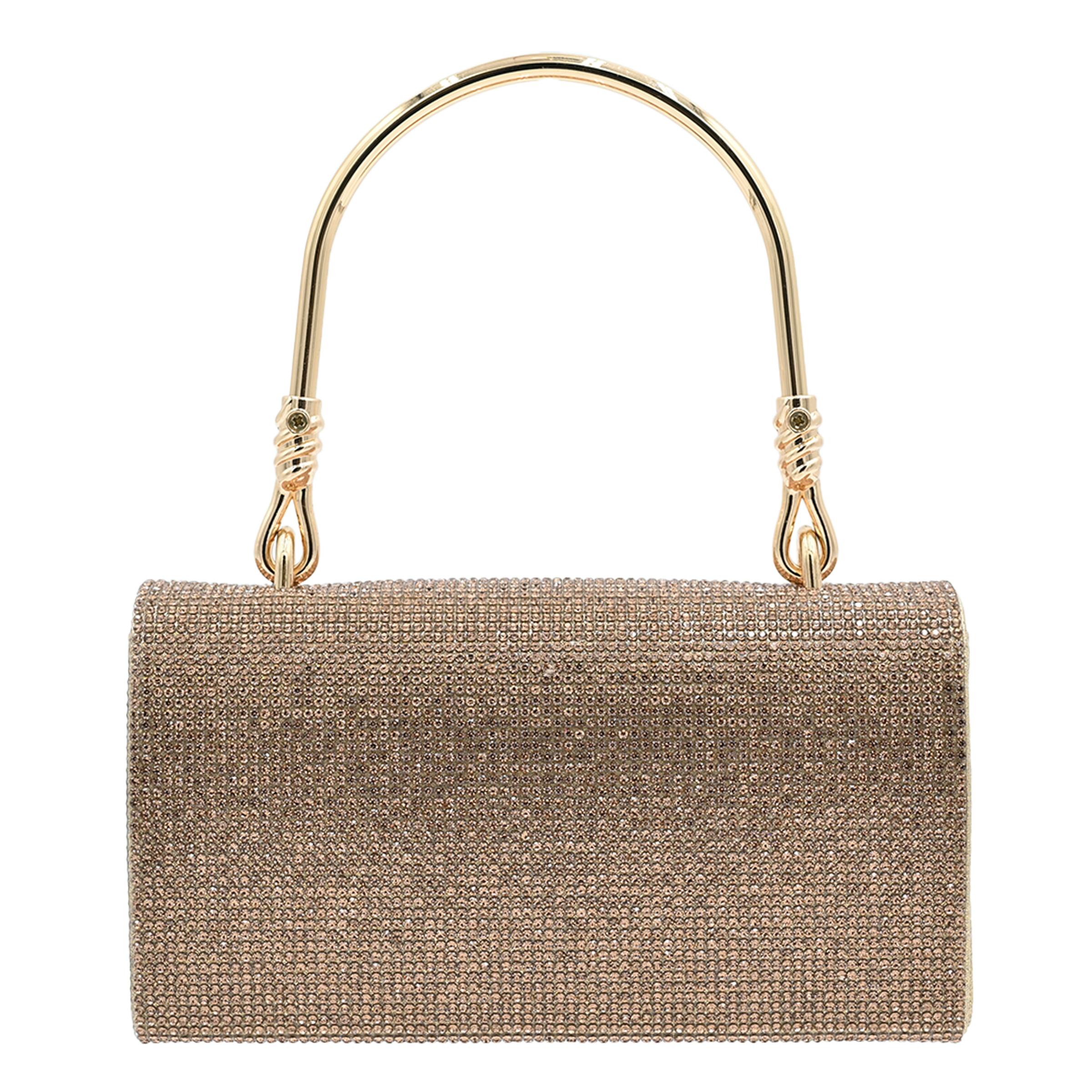 Gold Rhinestone Foldover Handbag