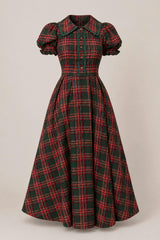 Sophia Dress in Evergreen Plaid