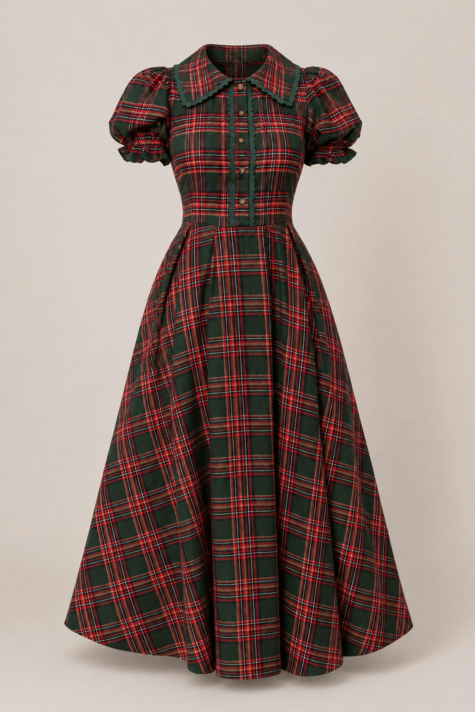 Sophia Dress in Evergreen Plaid