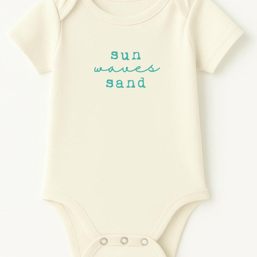 Sun Waves Sand Seafoam Organic Cotton Short Sleeve Baby Bodysuit
