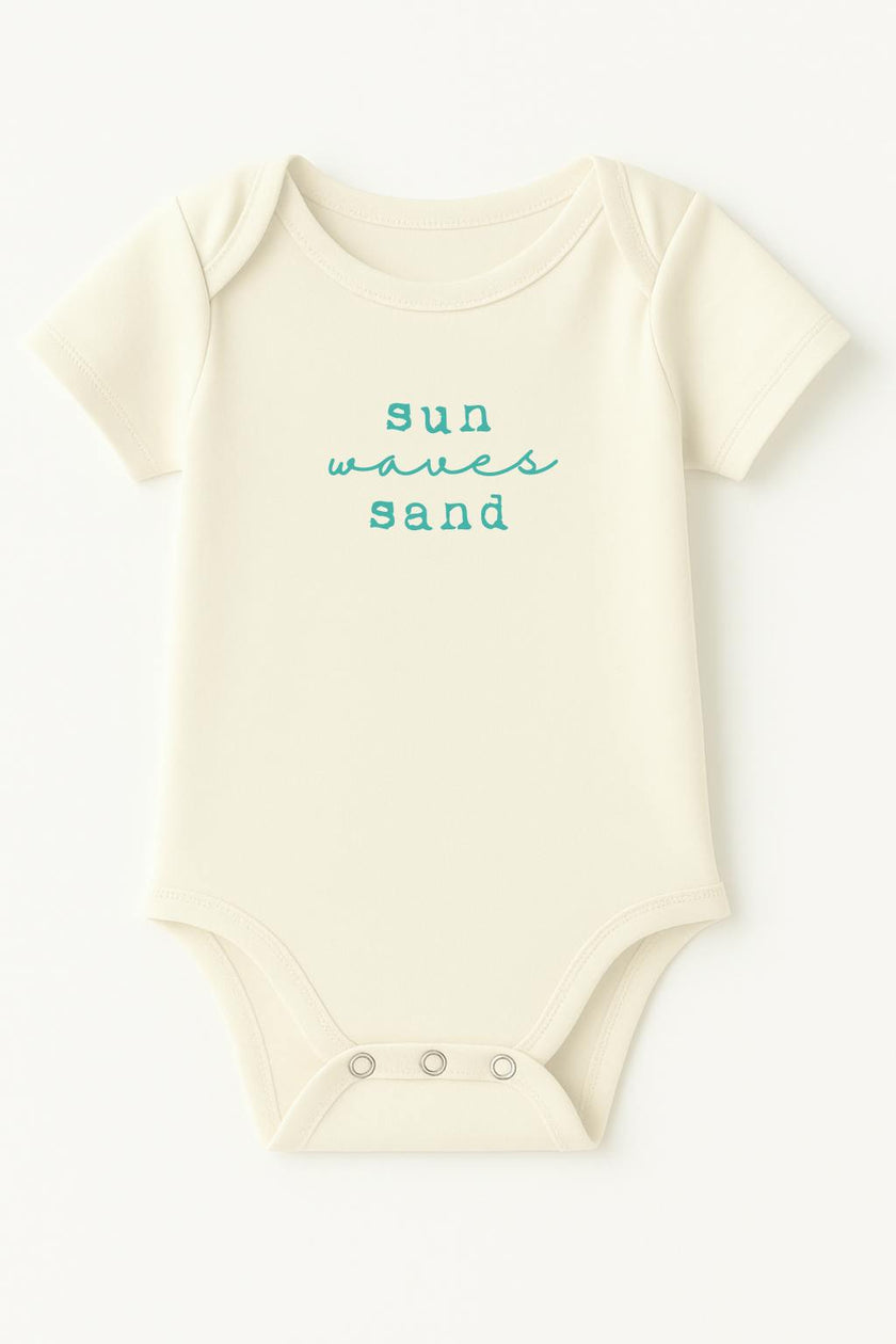 Sun Waves Sand Seafoam Organic Cotton Short Sleeve Baby Bodysuit