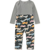 Babys Mix Print Envelope Neck Long Sleeve Romper, Multi