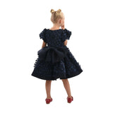 Navy Moneta Floral Bow Dress