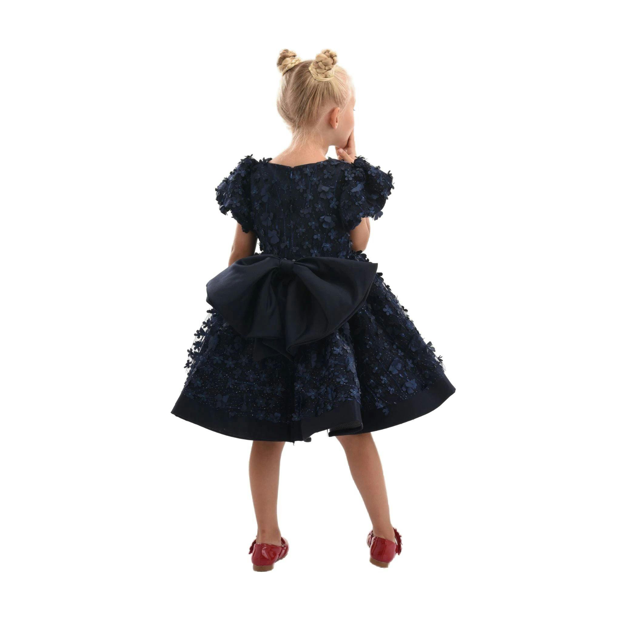 Navy Moneta Floral Bow Dress