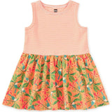 Print Mix Tank Skirted Dress, Yellow