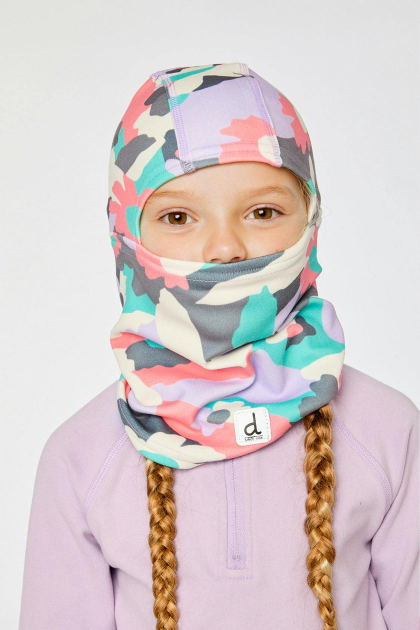 Brushed Jersey Balaclava Coral Camouflage Print