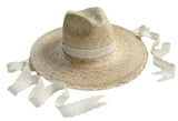 Zinnia Sun Hat - Long & Thin Vintage Eyelet Lace Ribbon