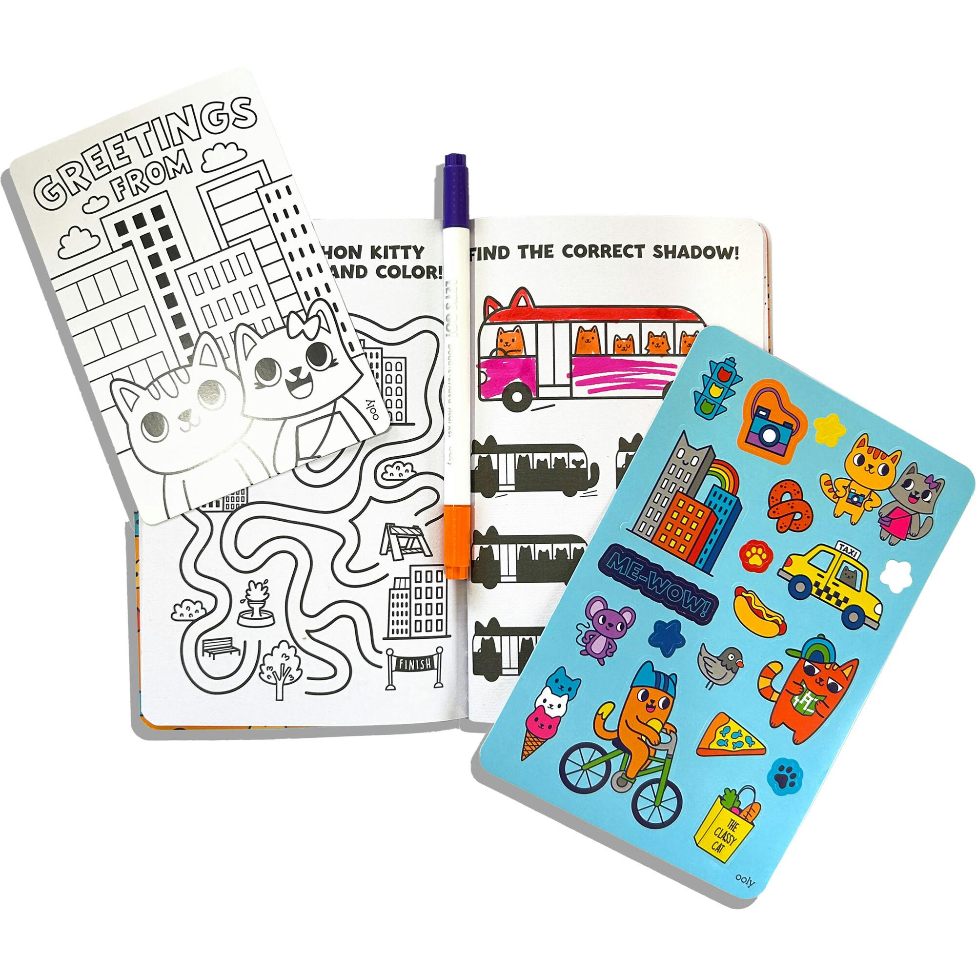 Let's Go! Activity & Coloring Kit - Kitty in the City - Activity Book Markers Postcards Stickers