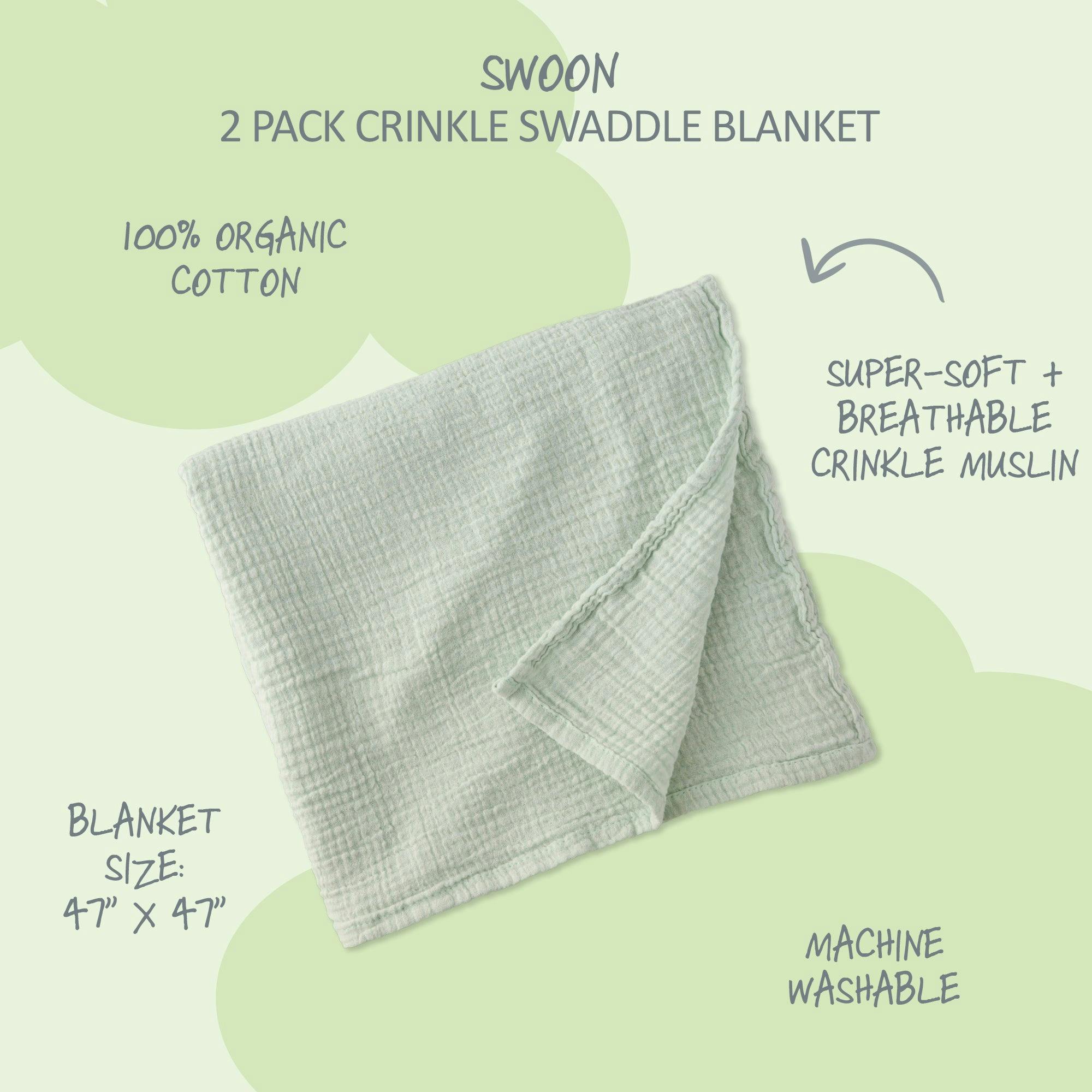 SWOON 2-Pack Crinkle Muslin Baby Swaddle Blanket