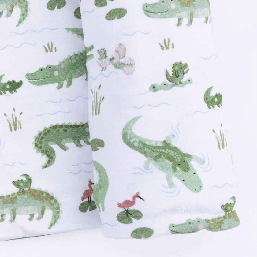 Crayon Alligators - Convertible Romper & Swaddle Blanket Set