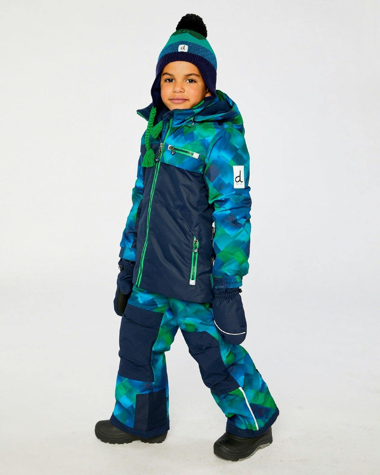 Two Piece Play Snowsuit Blue and Green Checkered Print