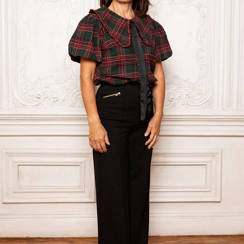 Andrea Blouse in Evergreen Plaid