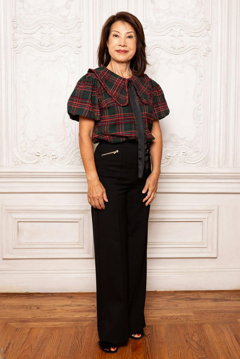 Andrea Blouse in Evergreen Plaid