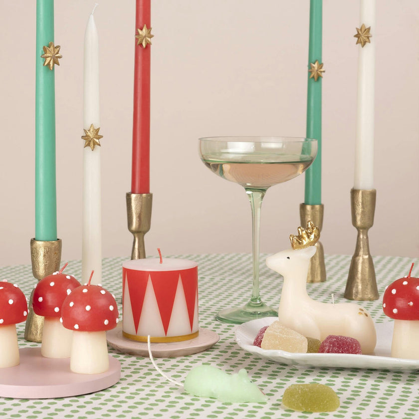 Mixed Gold Star Taper Candles