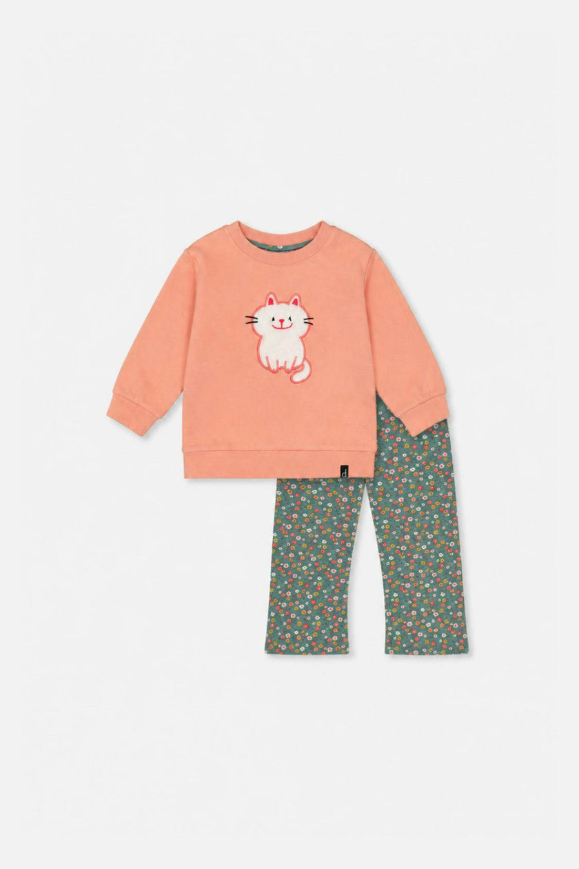 Baby Tunic And Leggings Set Pale Pink And Green Floral Print