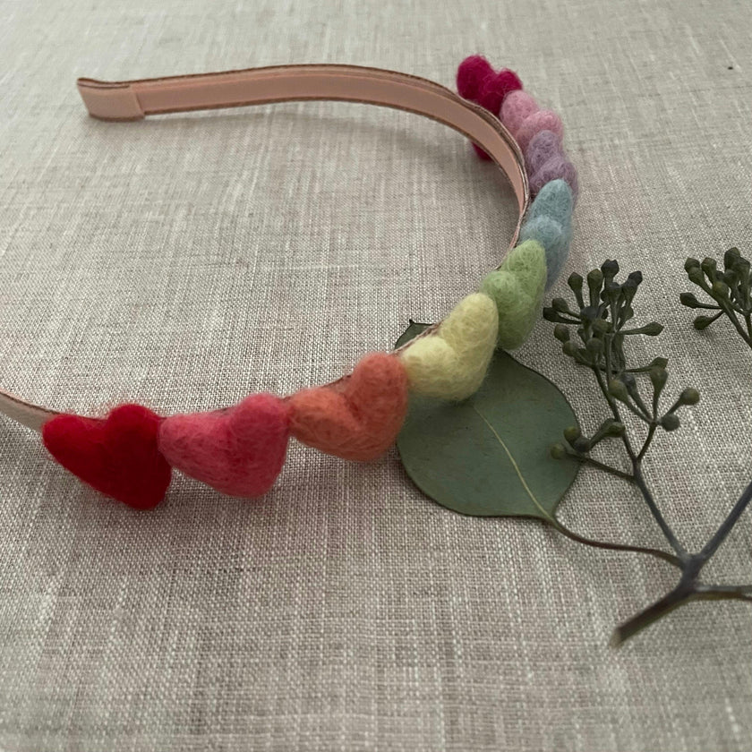 Rainbow Hearts Headband, Pink