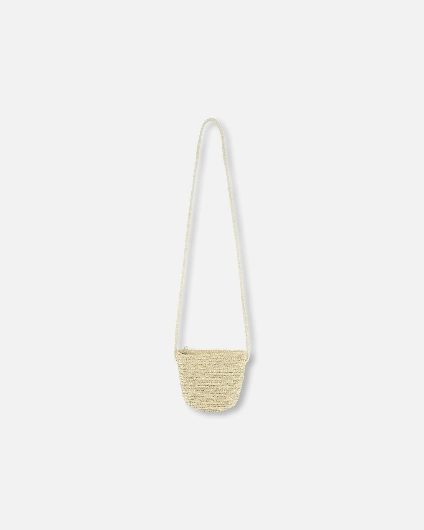 Flower Straw Purse Beige