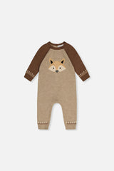 Knitted Intarsia Romper Brown Cinnamon
