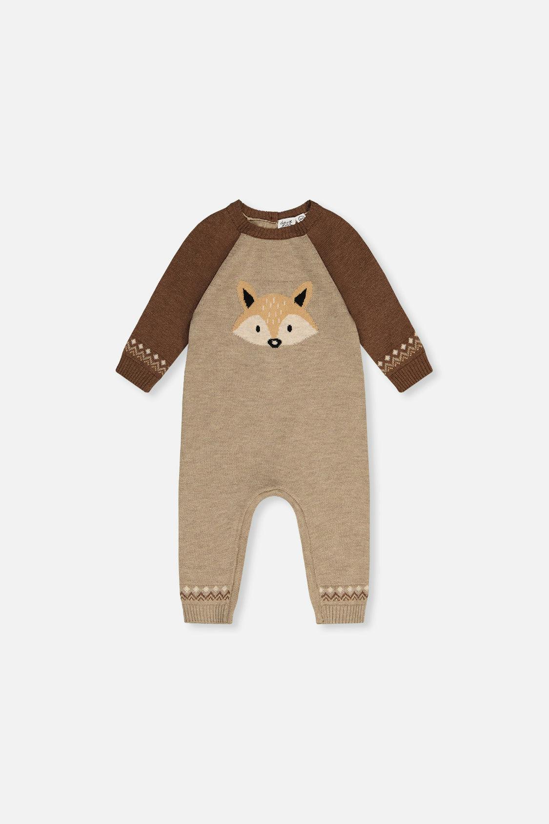 Knitted Intarsia Romper Brown Cinnamon