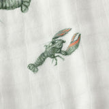 Mint Lobster Contour Four Layer Burp Cloth