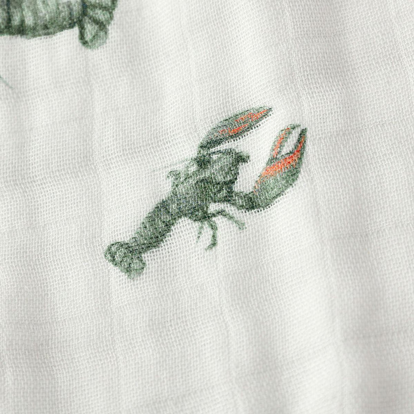 Mint Lobster Contour Four Layer Burp Cloth