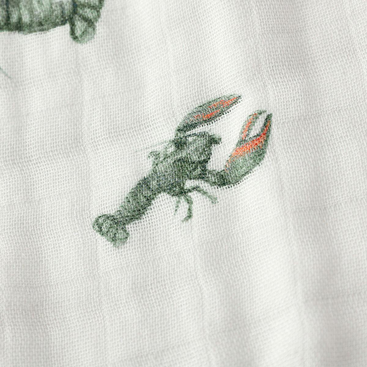 Mint Lobster Contour Four Layer Burp Cloth