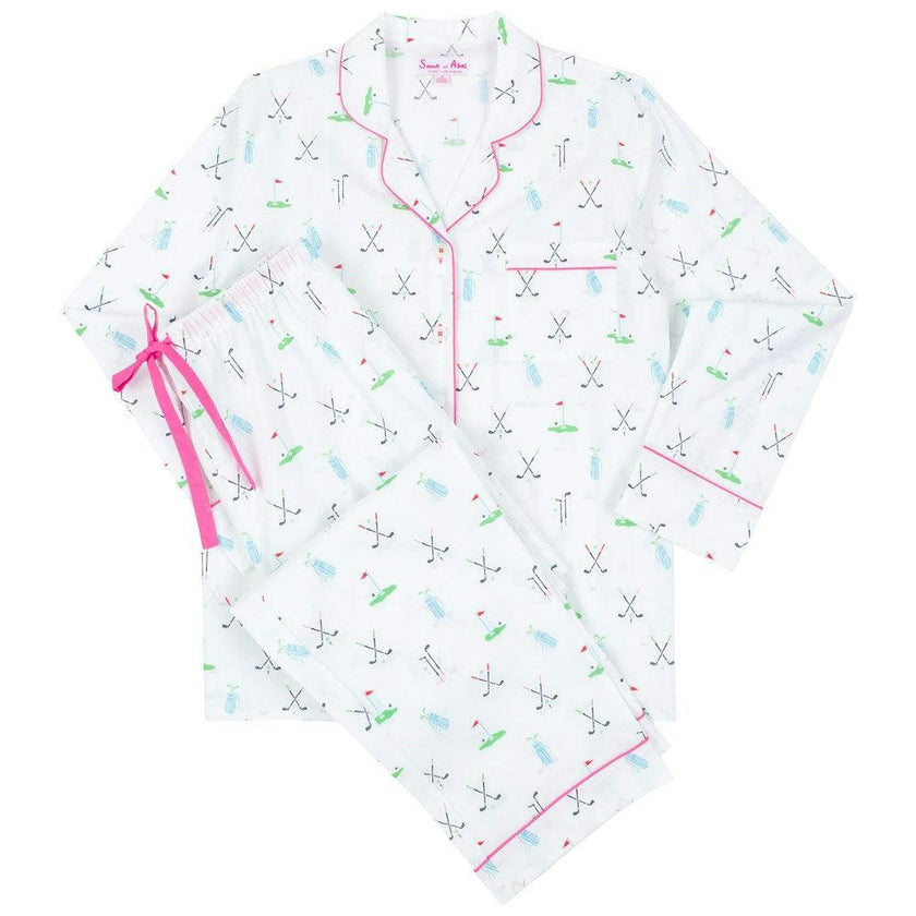Women's Golf Long PJ Set - Organic Cotton Poplin
