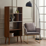Kingston Wooden Bookcase with Faux Marble Shelf & Accents