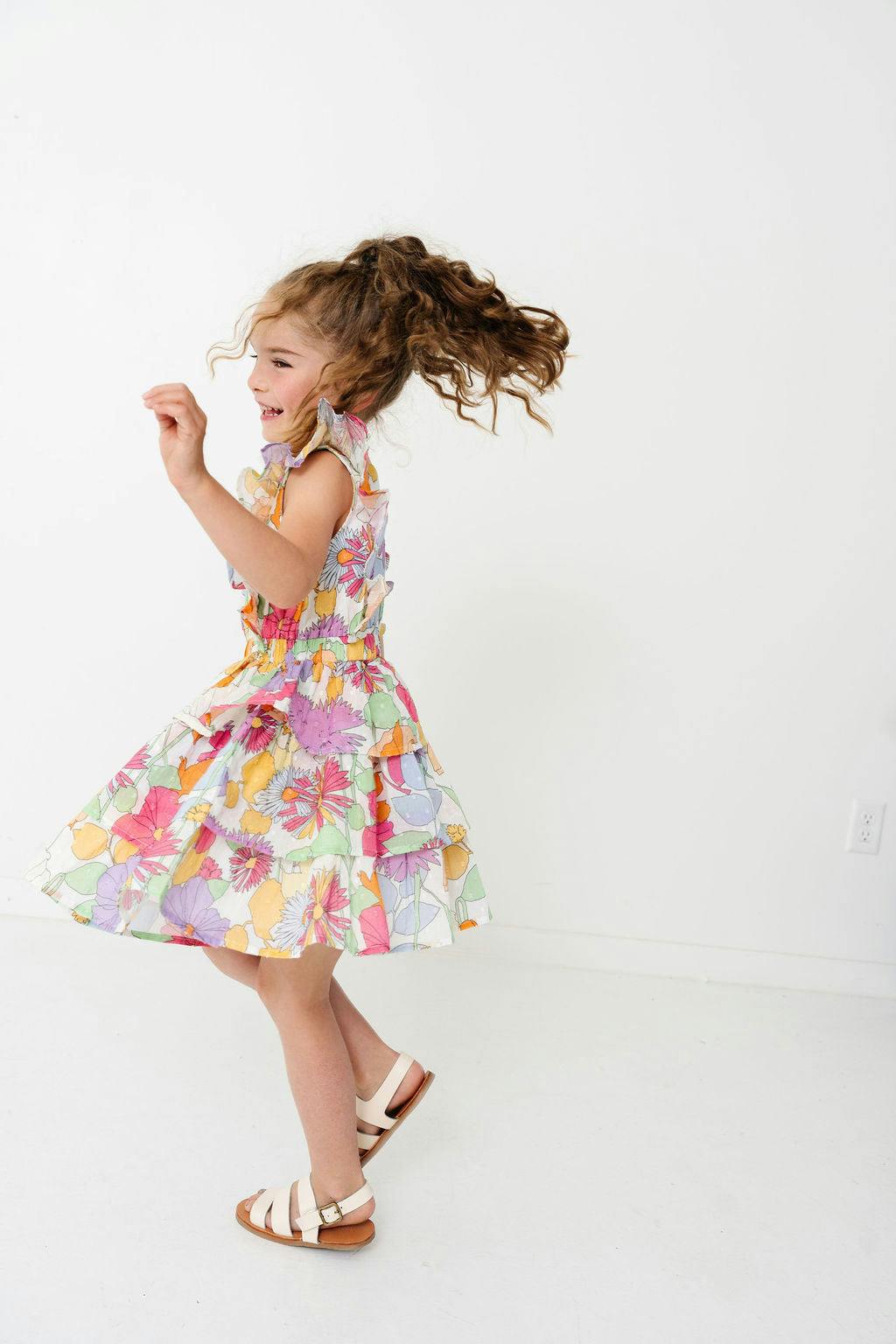 Festive Floral Ruffle Dress