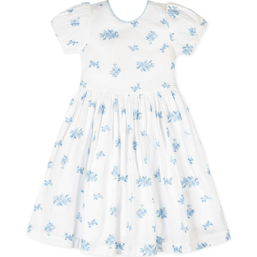 Organic Puff Sleeve Sateen Party Dress, White