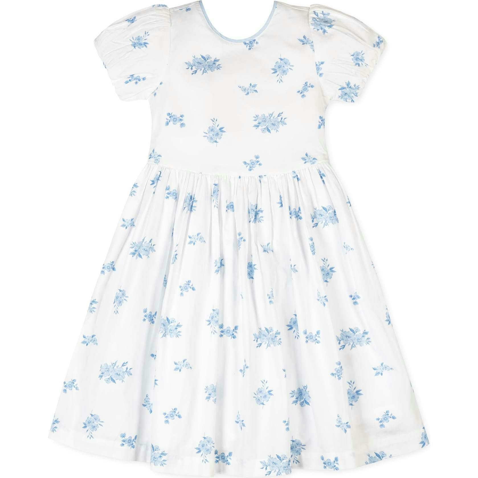 Organic Puff Sleeve Sateen Party Dress, White
