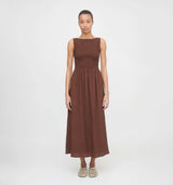 The Cosima Nap Dress - Chocolate Tonal Seersucker