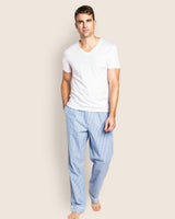 Men's Twill Pajama Pants in French Blue Heritage Stripe