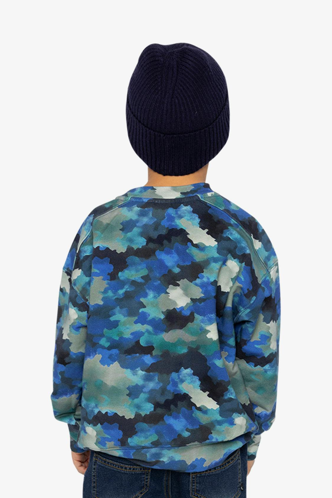 Fleece Sweatshirt Blue and Grey Camouflage