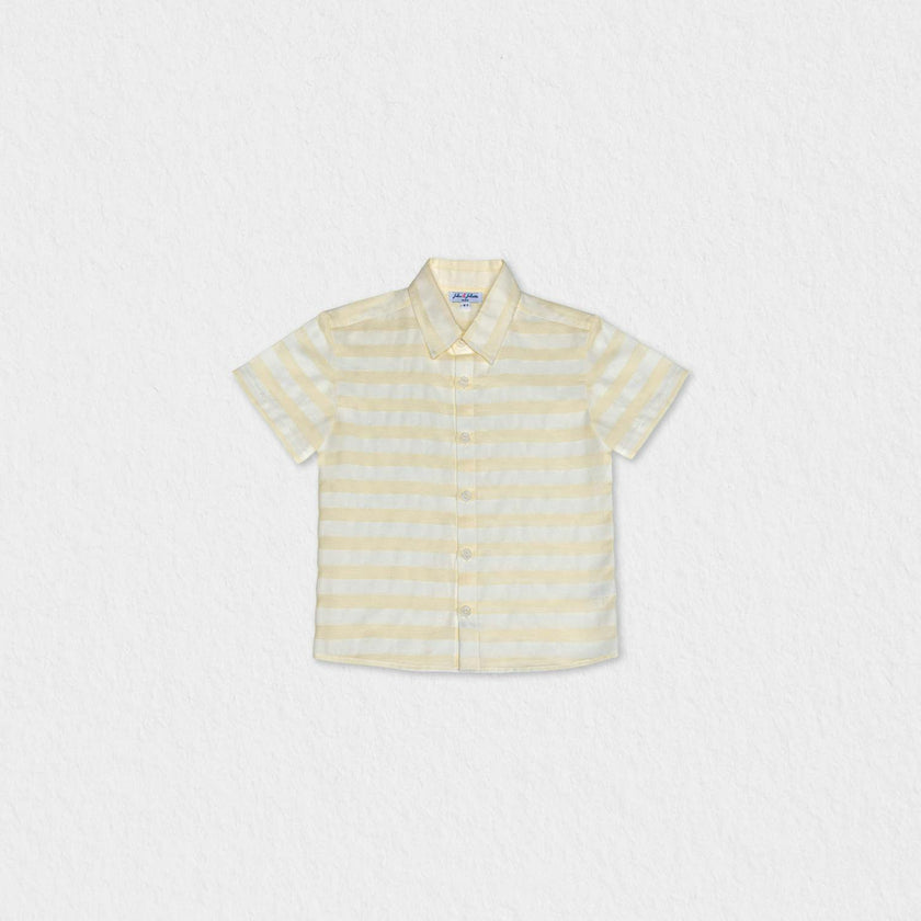 Colin Boy Shirt Short Sleeve Cotton, Off-White Openwork