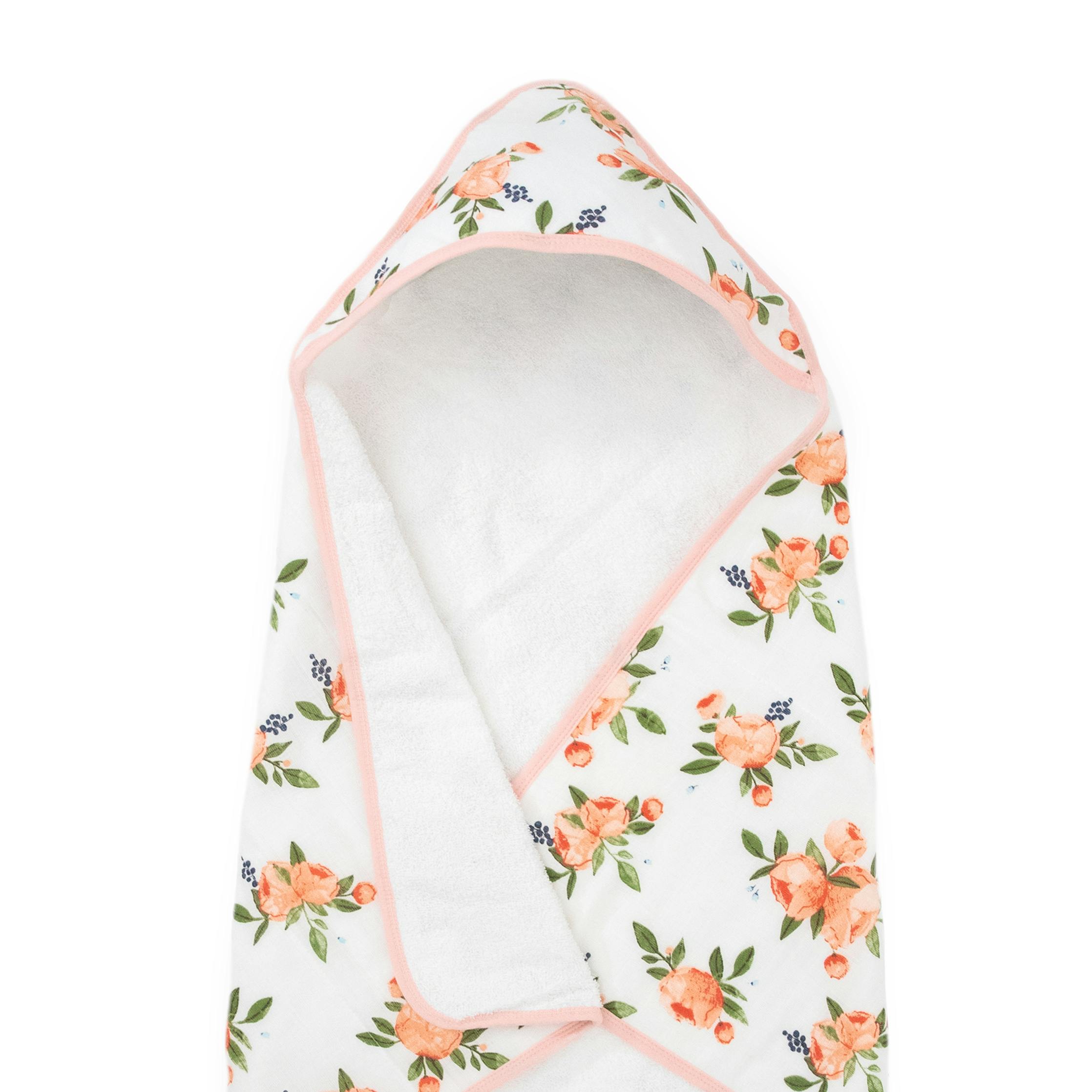 Infant Hooded Towel - Watercolor Roses