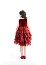Red Sequin & Tiered Organza Dress