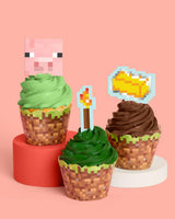 Pixel Mining Cupcake Set - 30 sets of liners + toppers