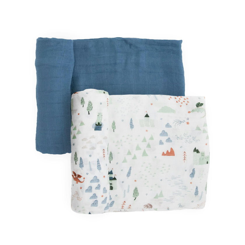 Deluxe Muslin Swaddle Blanket 2 Pack - Dragon Days
