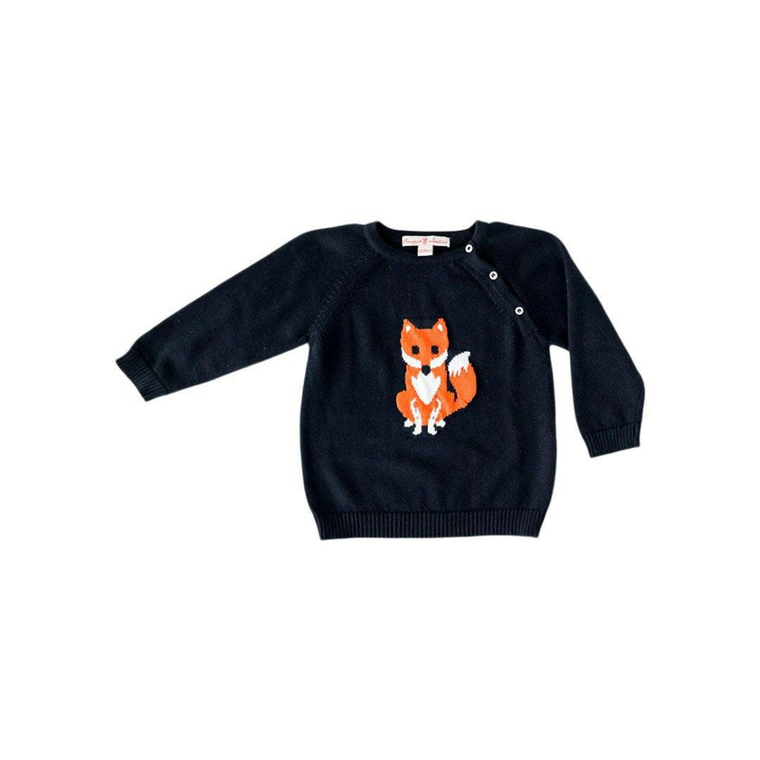 Navy Intarsia Knit Sweater