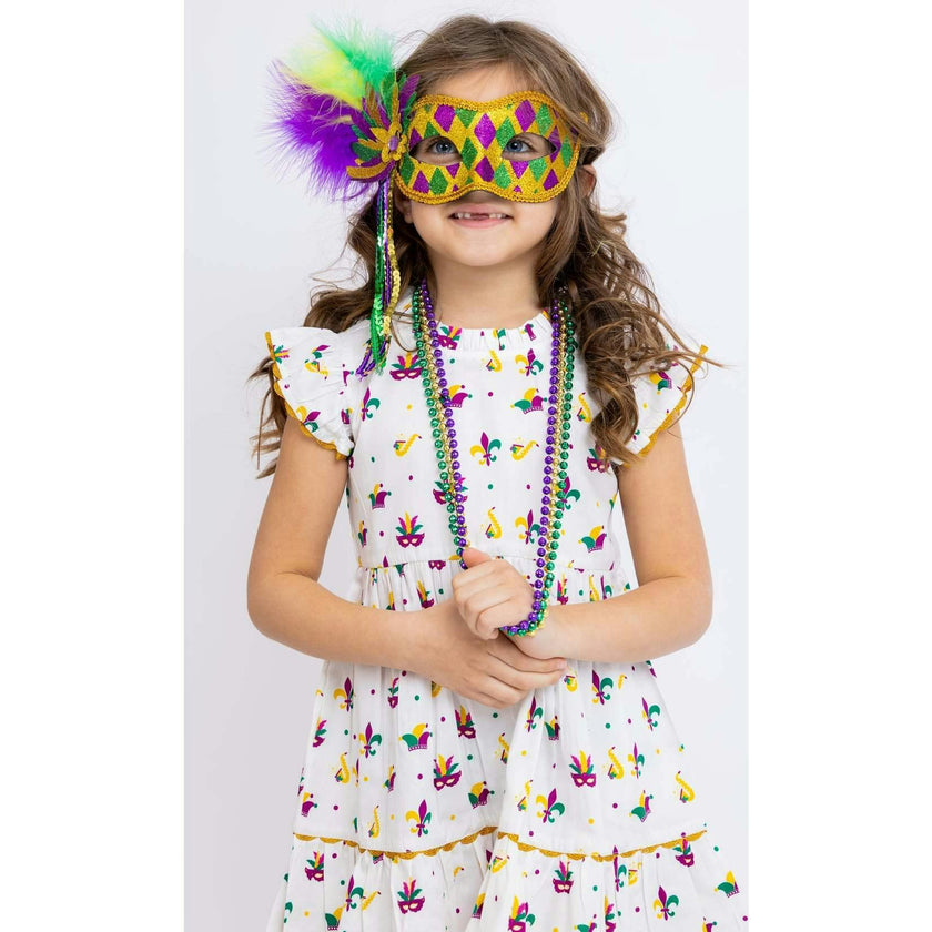 Mardi Gras Medley Ruffle Dress