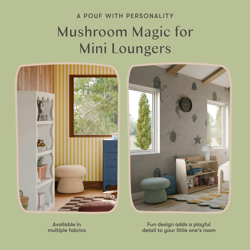 Mushroom Pouf in Sage Teddy Loop