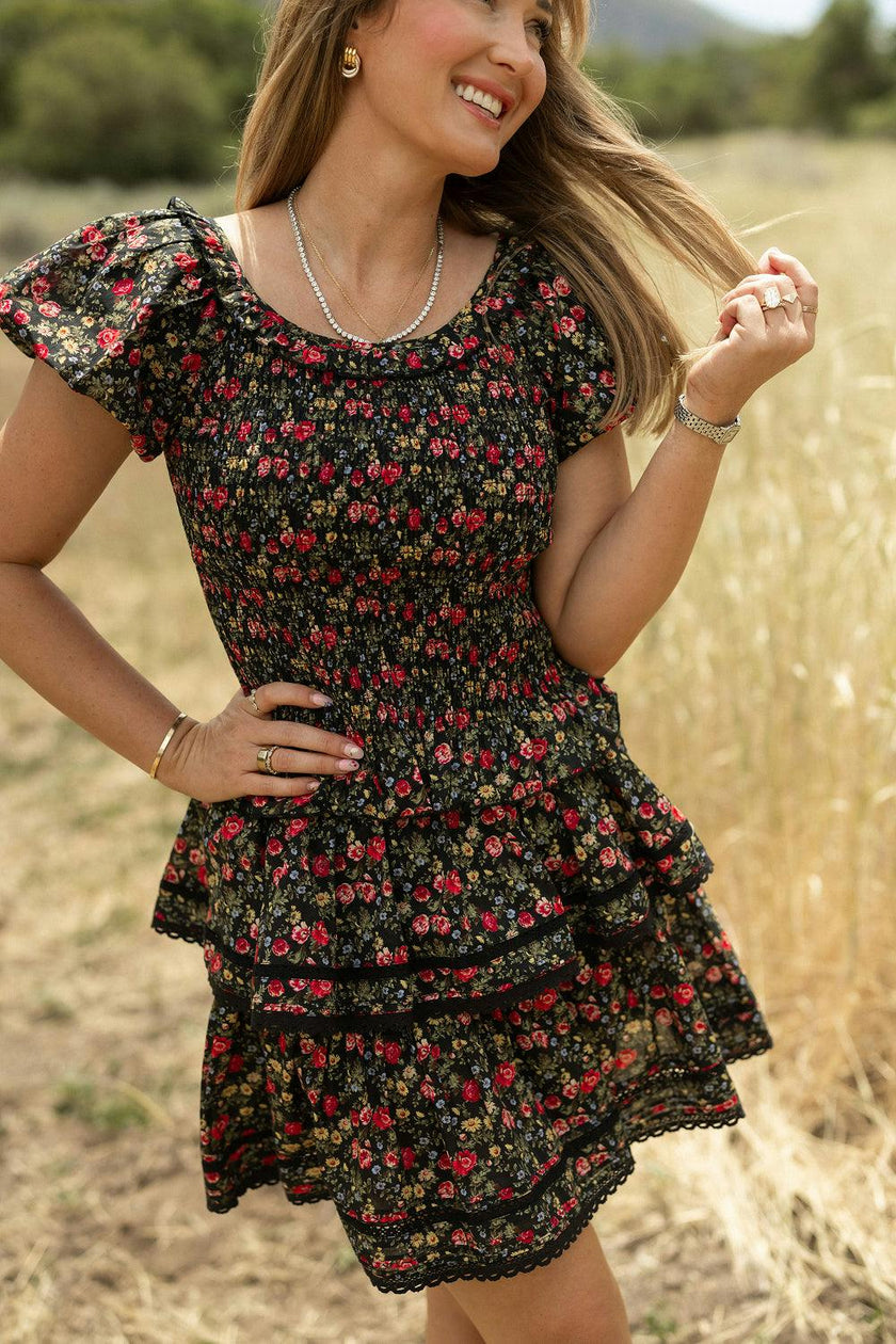 Annalise Top in Obsidian Vintage Poppies