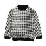 Unisex Soft Gingham Contrast Mock Neck & Cuff Top