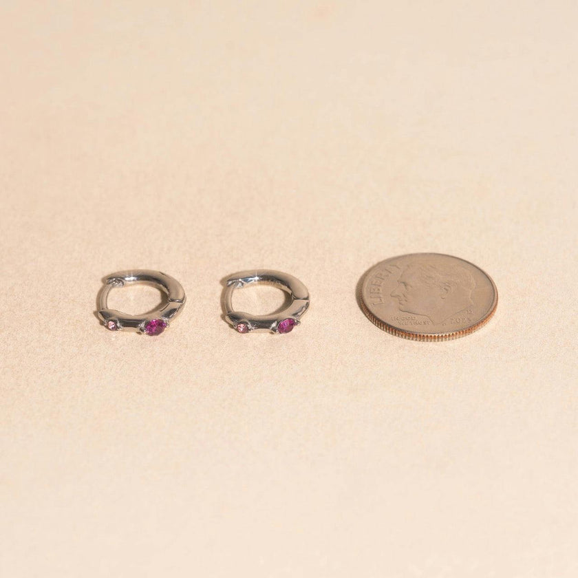 Mini Crystal Rounded Huggie Hoop Earrings